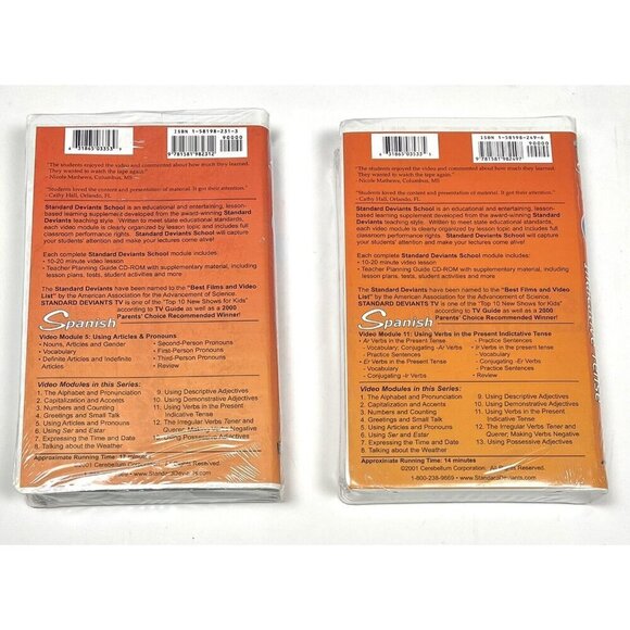 Lot 2 Standard Deviants School SPANISH Modules 5 & 11 (VHS, 2001) NIP NEW Sealed - Picture 4 of 4
